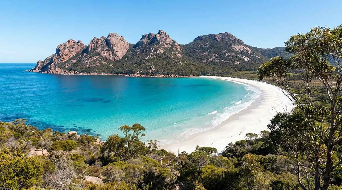 Pink granite coast in Tasmania
